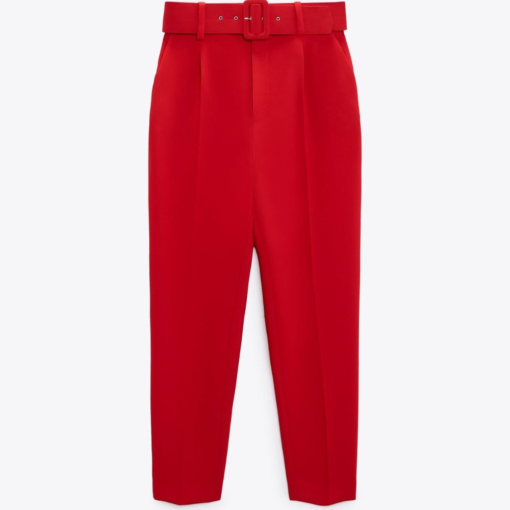 ZARA  PANTS WITH FABRIC-COVERED BELT